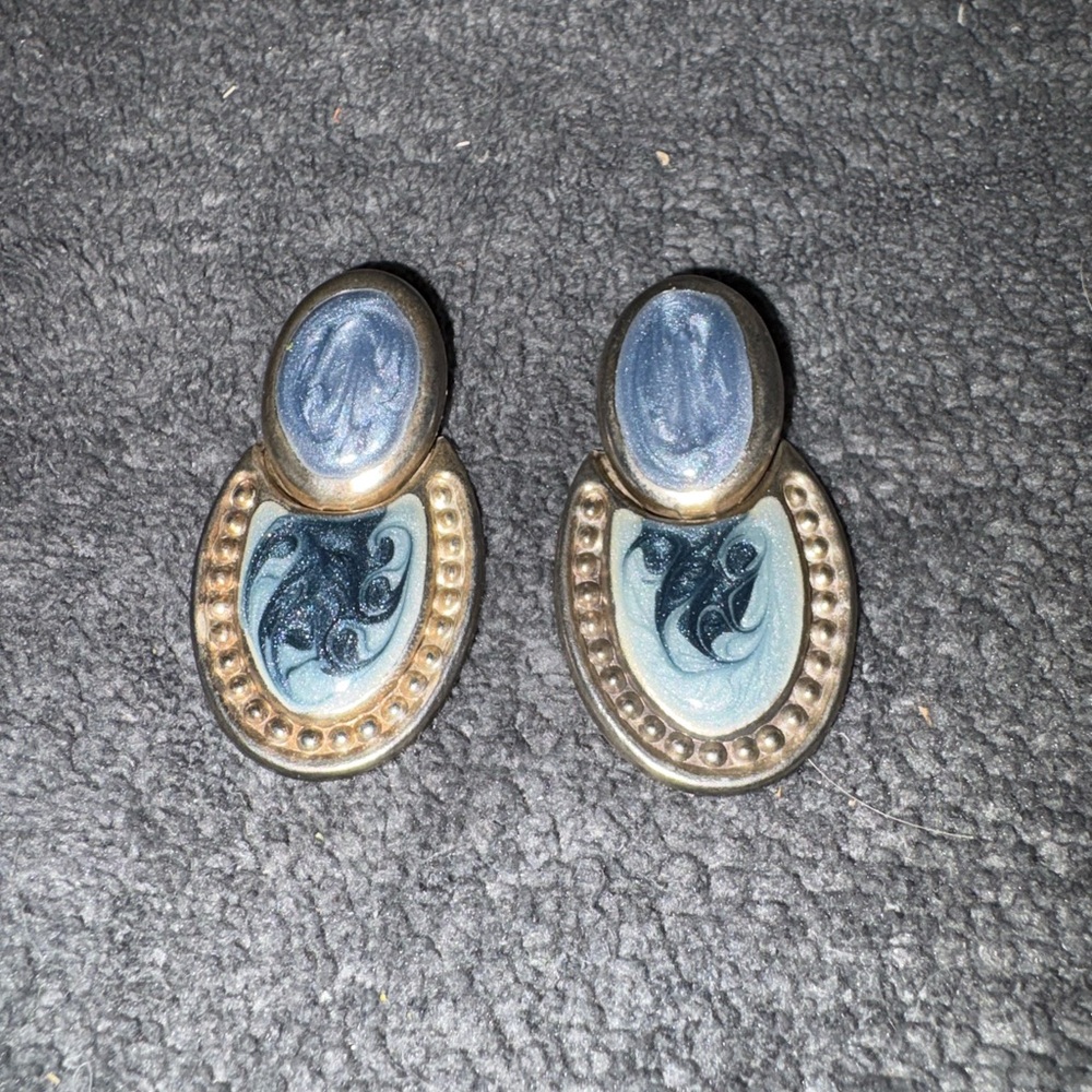 Elegant vintage Blue marble Earrings